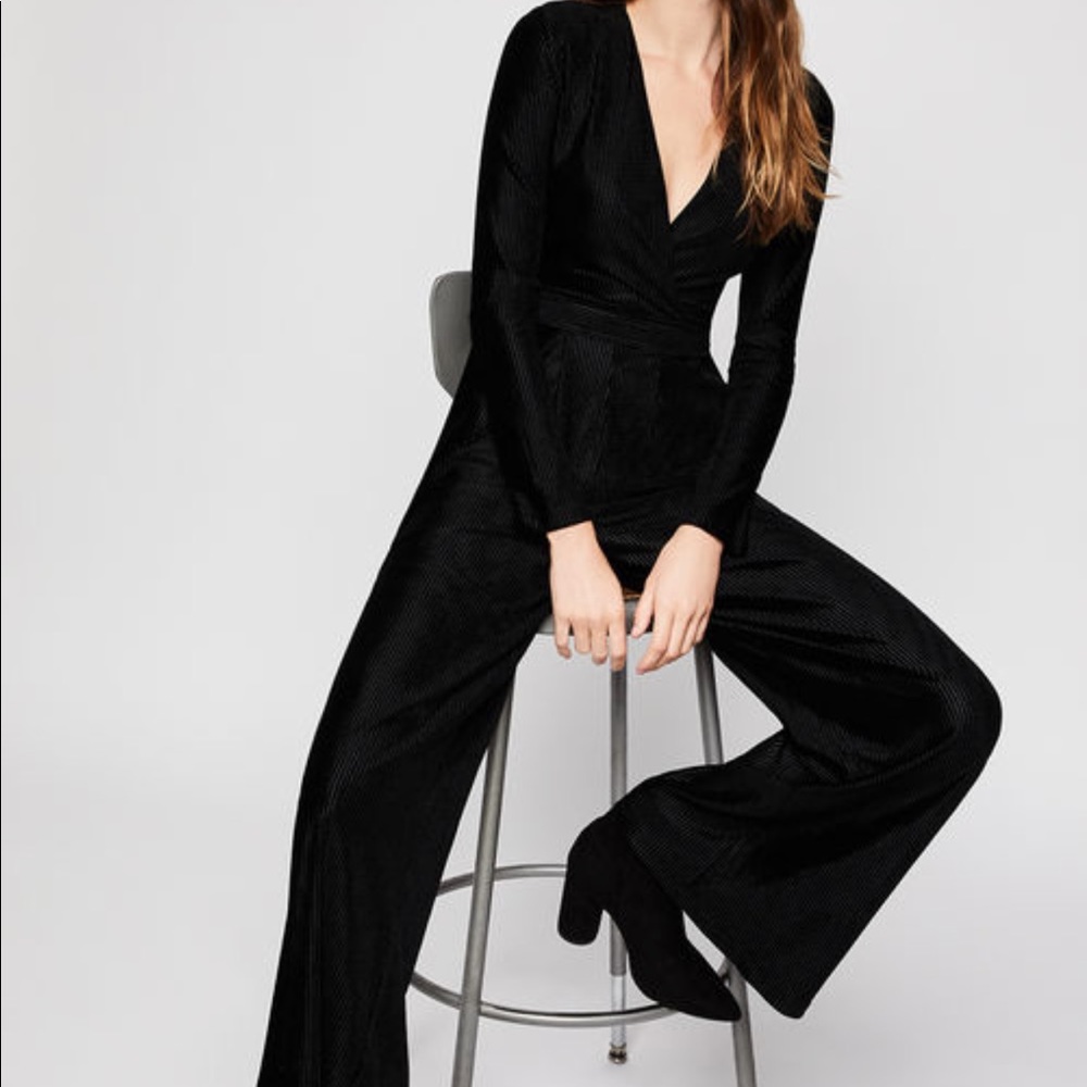 BCBGeneration Velvet Long Sleeved Jumpsuit